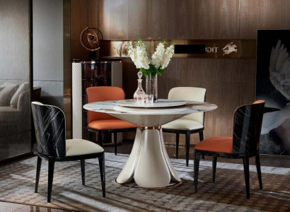 Esstisch 4x Stühle Rund Luxus Essgarnitur Design Gruppe Esszimmer Möbel 5tlg.